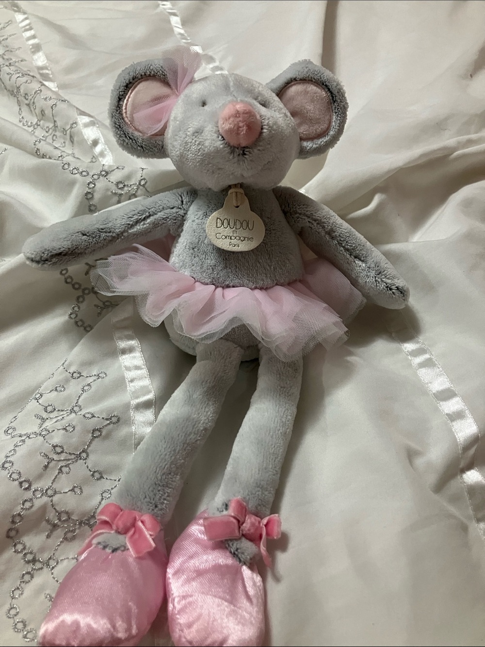 Doudou et Compagnie Paris Pink Collectible Precious Ballerina Mouse Gray Plush